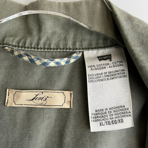 VTG Womens Levi's Olive Utility Jacket Hippie Indie Grunge Y2K Boho Gorpcore XL - Picture 3 of 9